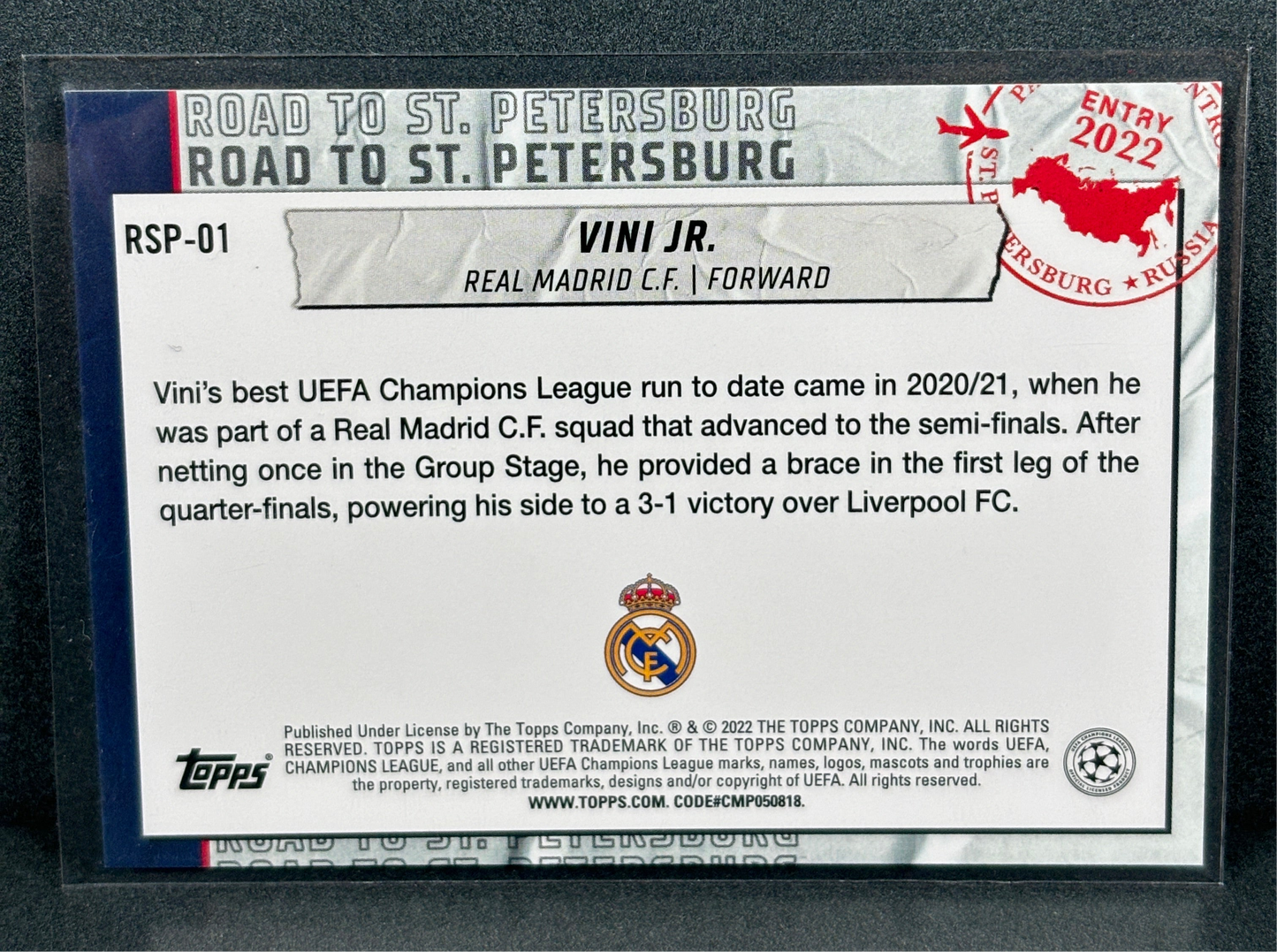 Topps UCL Road To St Petersburg Vini Jr Real Madrid 2022 RSP-01