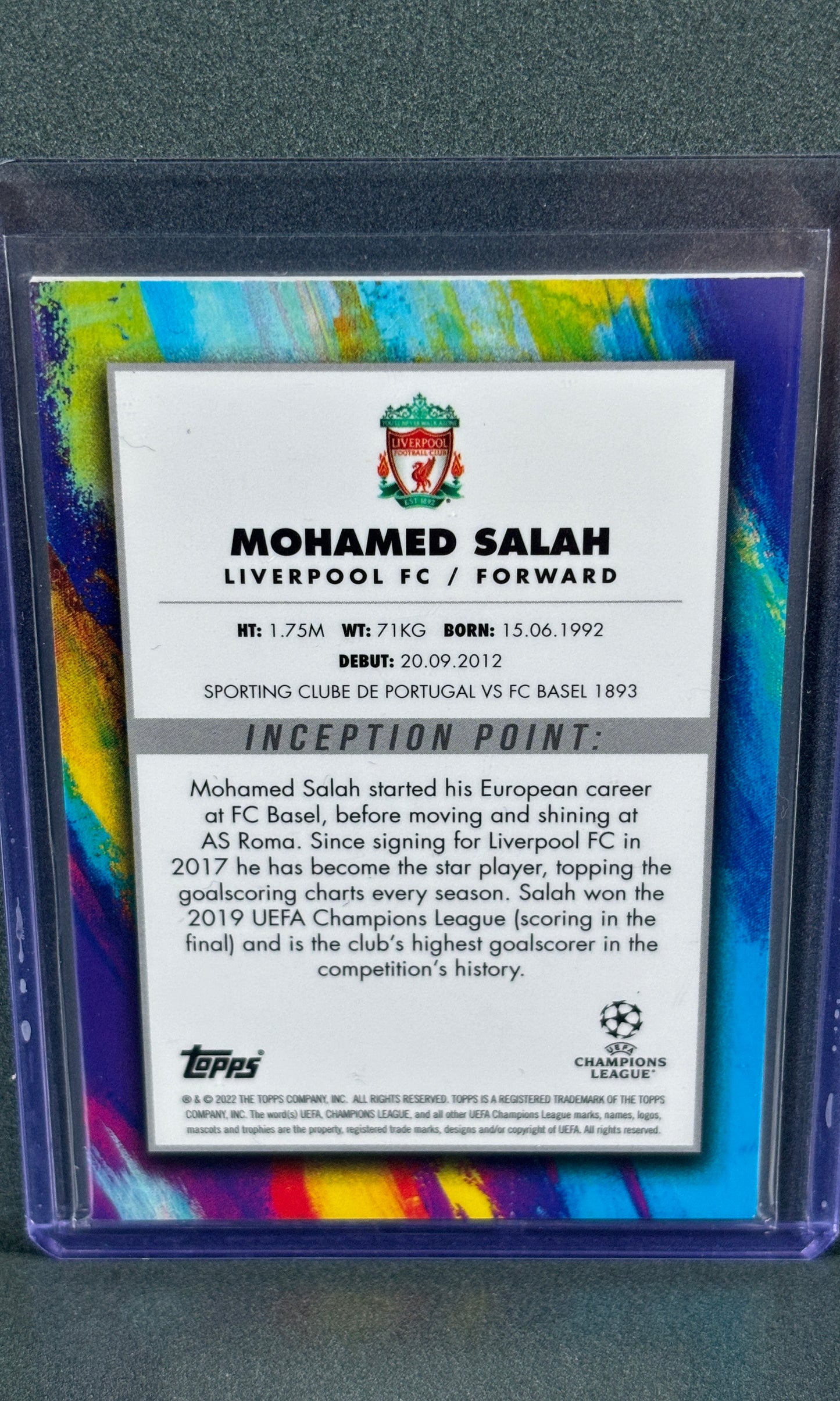 TOPPS INCEPTION MOHAMED SALAH UEFA CHAMPIONS LEAGUE STAR QUALITY