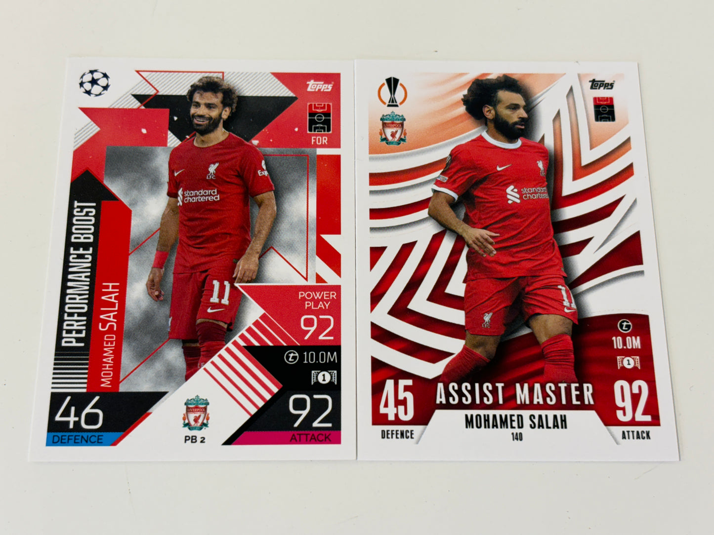 Match Attax Mohamed Salah 2x Cards Assist Master & Performance Boost Liverpool