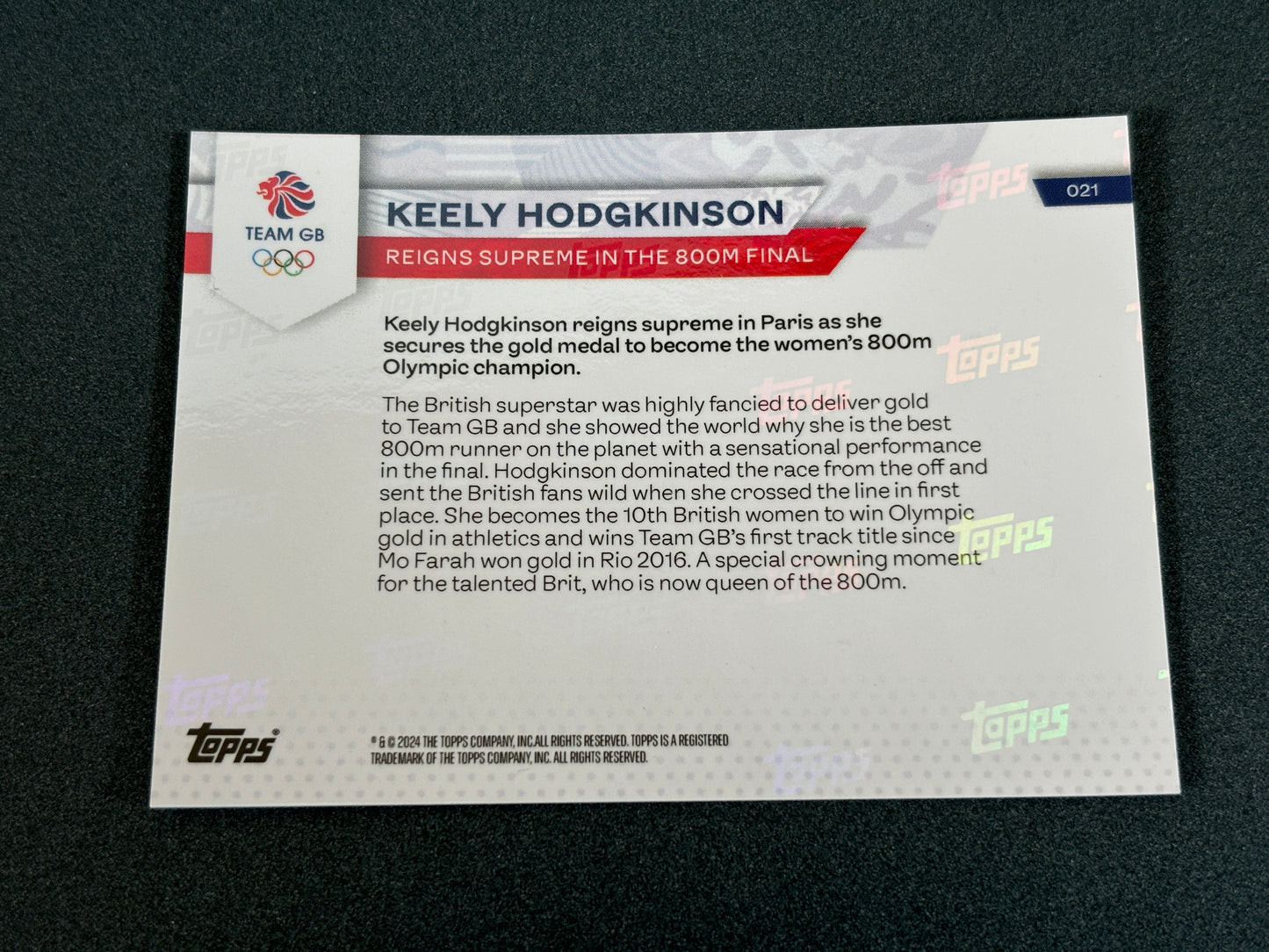 Topps Now Keely Hodgkinson - Reigns supreme in the 800m final - 2024 Team GB 21