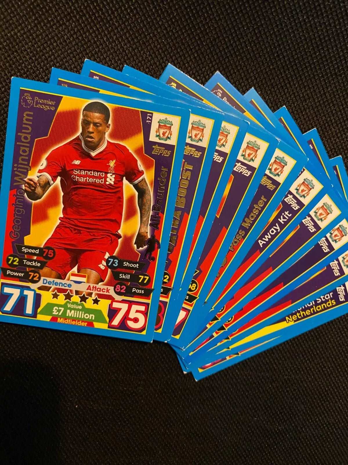 Match Attax Topps Liverpool FC 11x Cards 2017/18 - No Duplicates